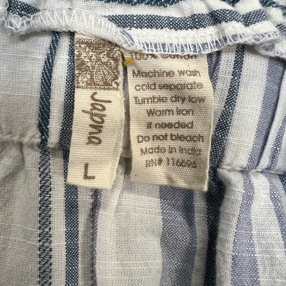 Japna Blue and White Stripe Cotton Tie Front Sundress w Pockets Womens size L - Picture 4 of 5